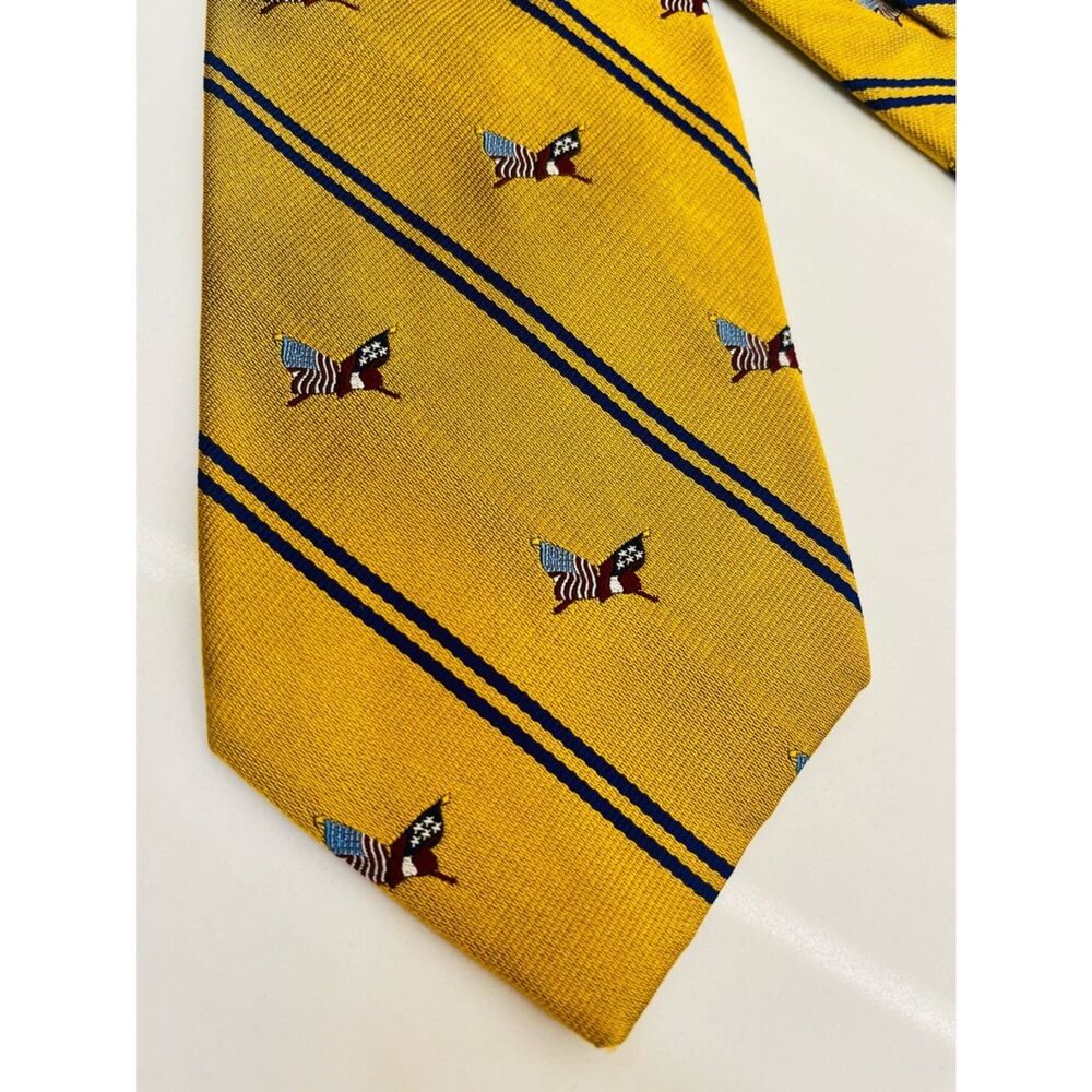 🇱🇷 Polo Ralph Lauren Silk Tie Yellow Flag Striped Handmade Italy